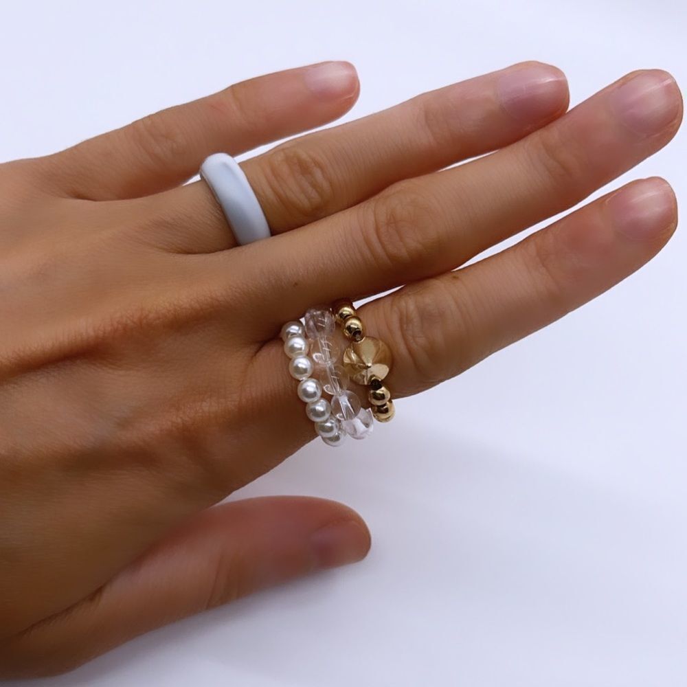 NWT Wool + Pepper Co. Beaded Ring Stack (3 Rings)